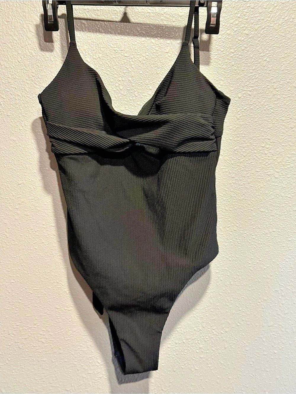 BERLOOK Ribbed One-Piece Swimsuit in Black Size Medium NWT